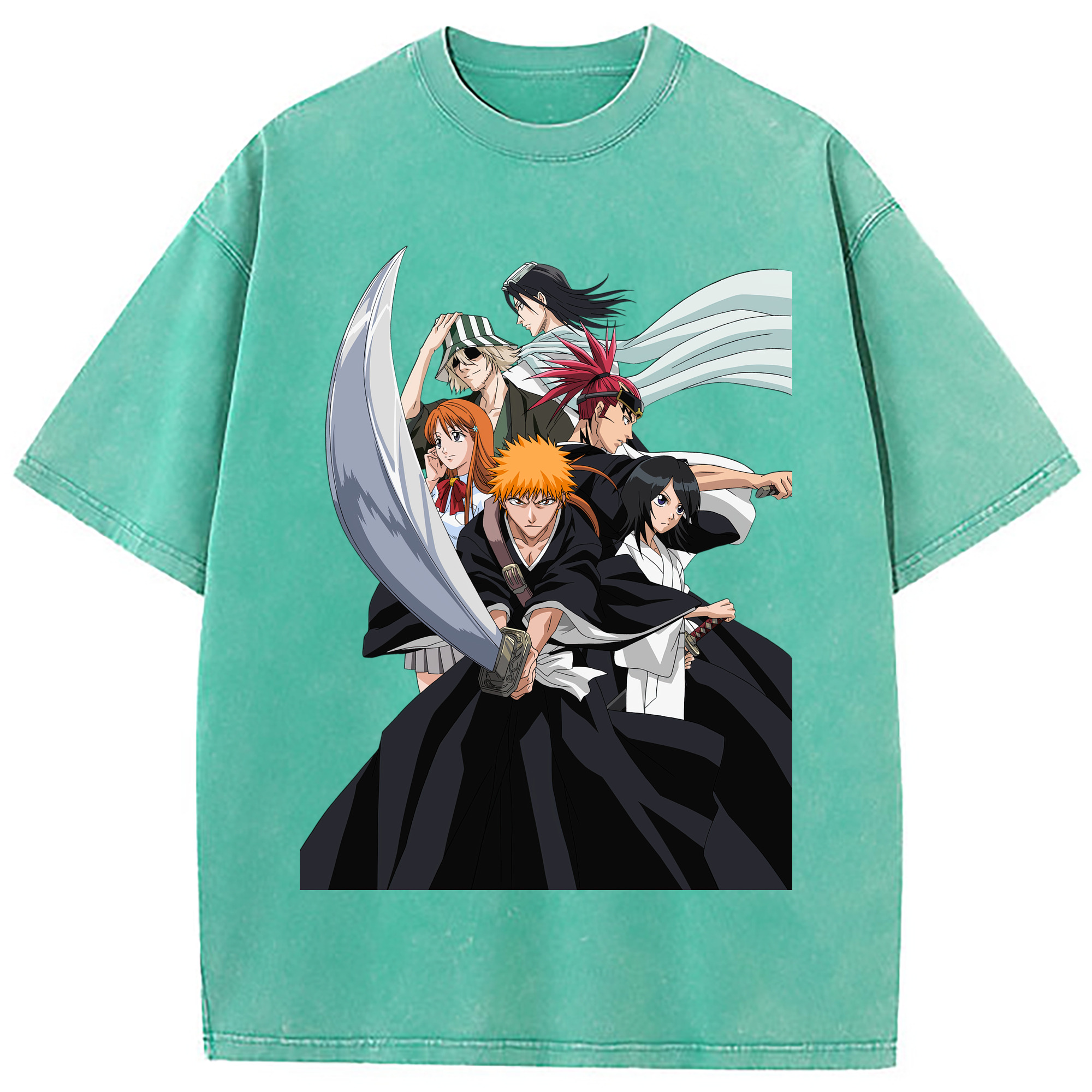 （画像用） ブリーチ 黒崎一護（くろさき いちご）BLEACH Kurosaki Ichigo 綿100% ヴィンテージ風 半袖Tシャツ（フロントプリント）